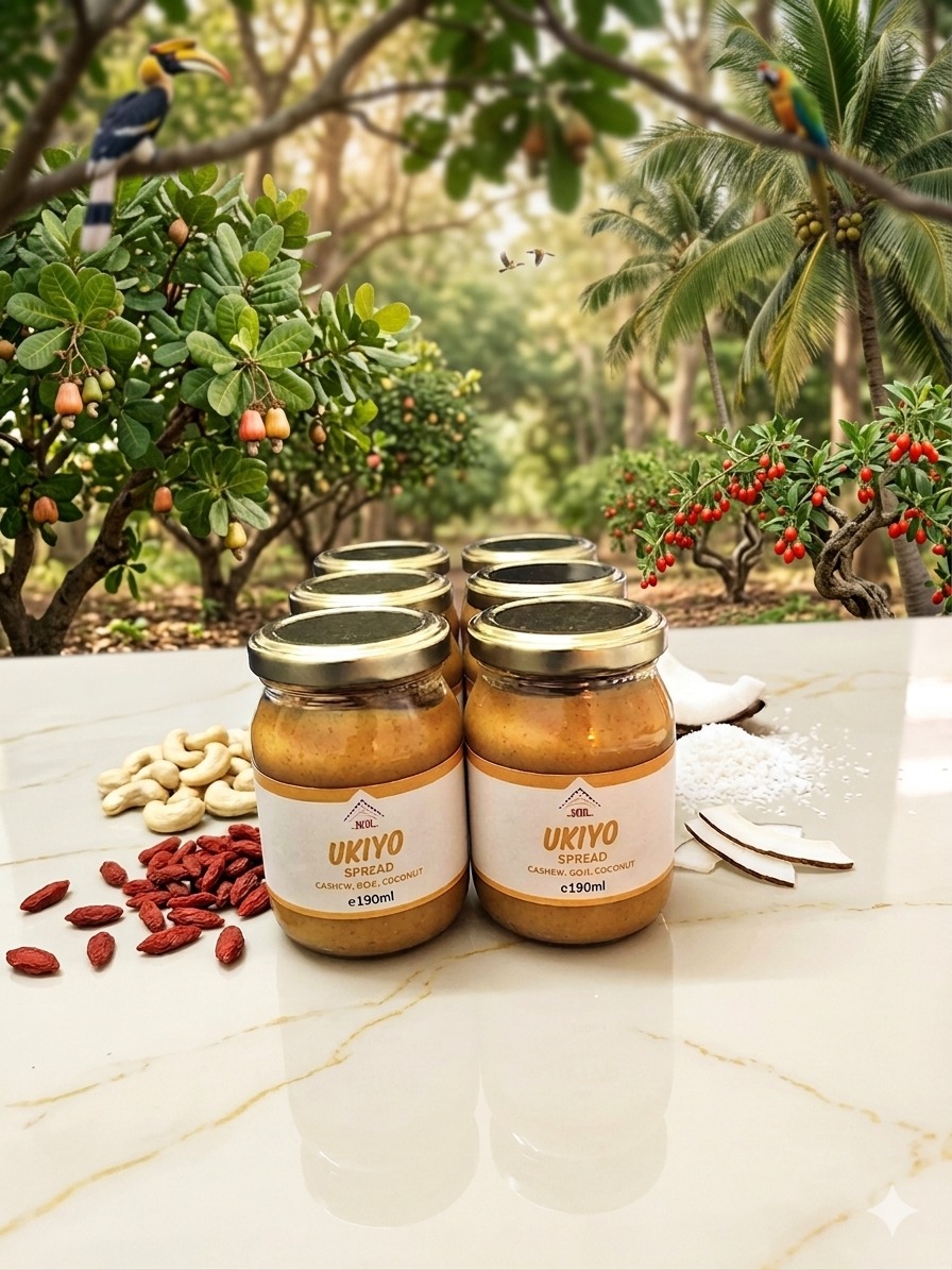 Casa Caravan Ukiyo Spread jars — cashew, goji, coconut